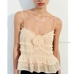 Zara Cream Ruffled Camisole